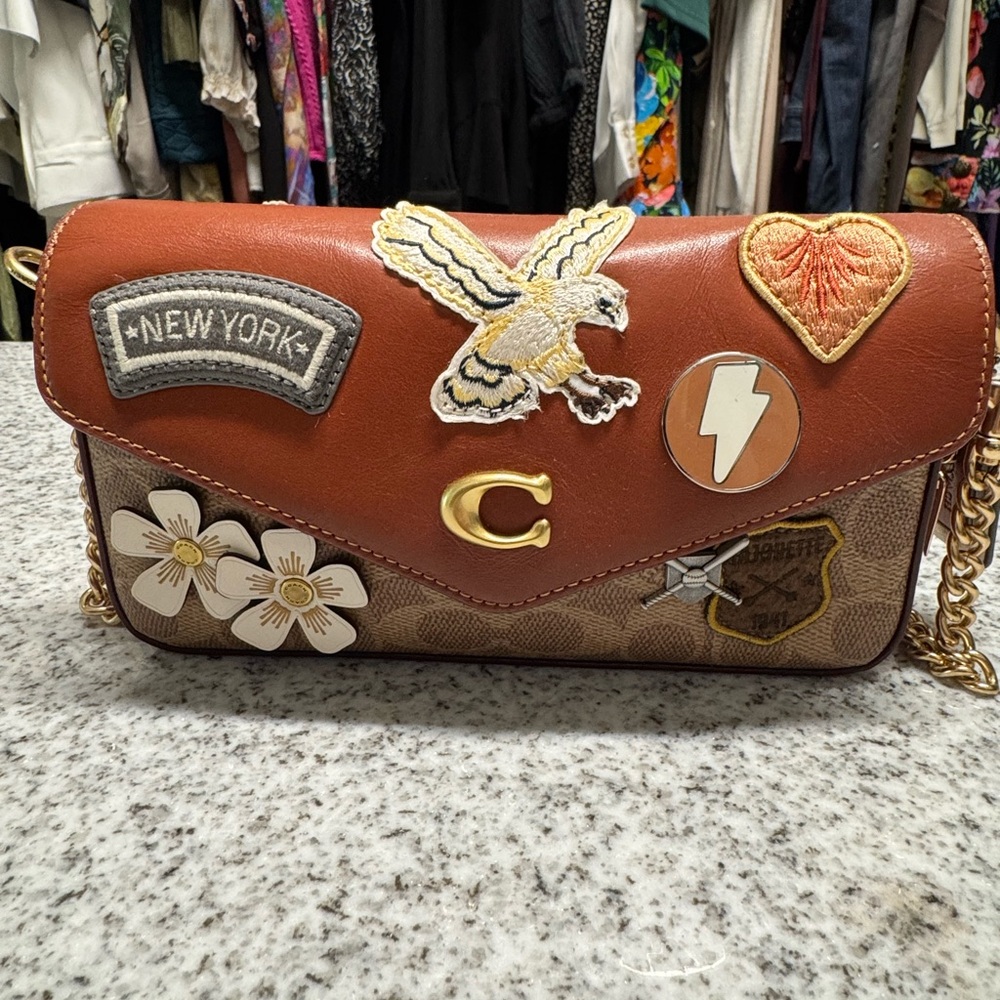Coach Re-loved  Tan and Brown Crossbody Bag with Patches
